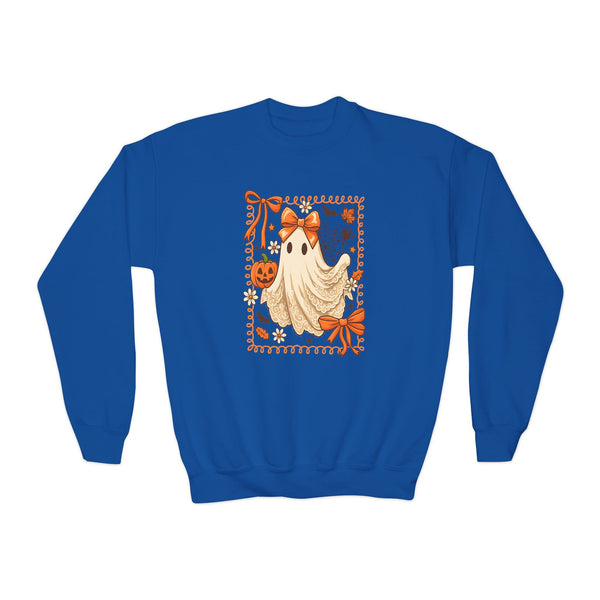 Lace Ghost Halloween Sweatshirt Kids Ghost Shirt Ghost Lover Sweatshirt Girl Halloween Sweater Cute Halloween Shirt Youth Vintage Sweatshirt