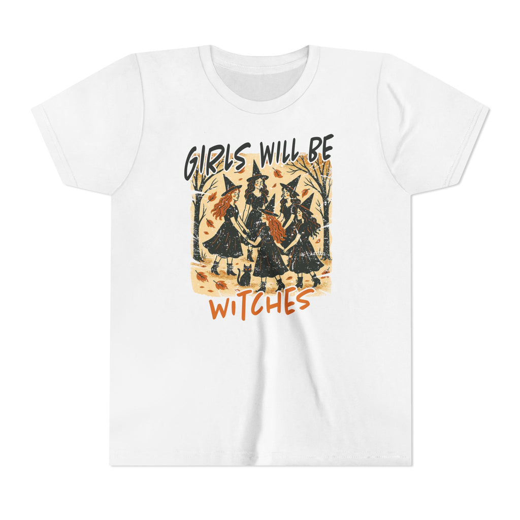 Girls Will Be Witches Shirt Vintage Halloween Witch Tee Funny Witch Tee Halloween Youth T-Shirt Witchy Vibes Shirt Halloween Witch Girls Top