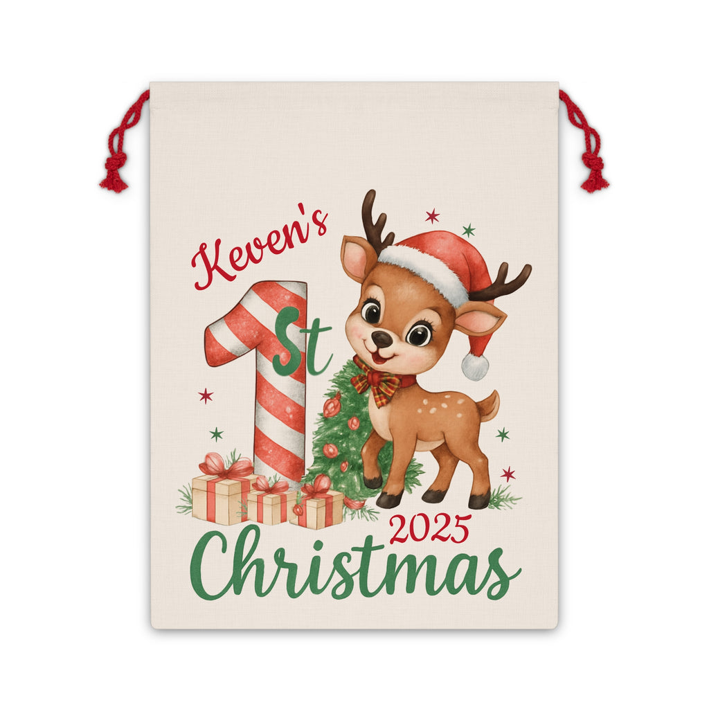 Baby's 1st Christmas Presents Sack Personalized Xmas Gift Large Sack Kids Custom Name Xmas Tote Baby's 1st Christmas Bag Multiples Gift Sack