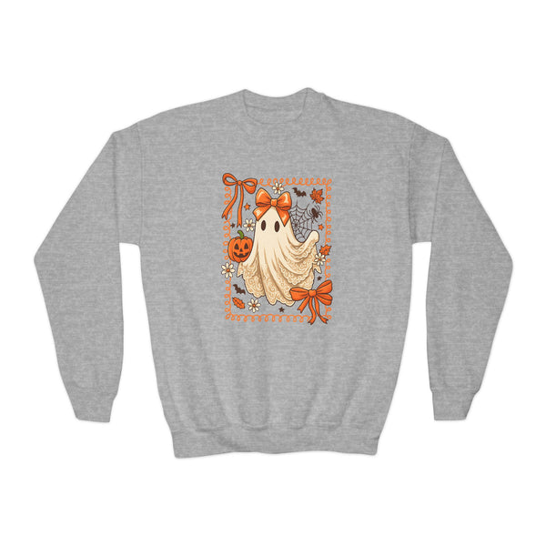 Lace Ghost Halloween Sweatshirt Kids Ghost Shirt Ghost Lover Sweatshirt Girl Halloween Sweater Cute Halloween Shirt Youth Vintage Sweatshirt