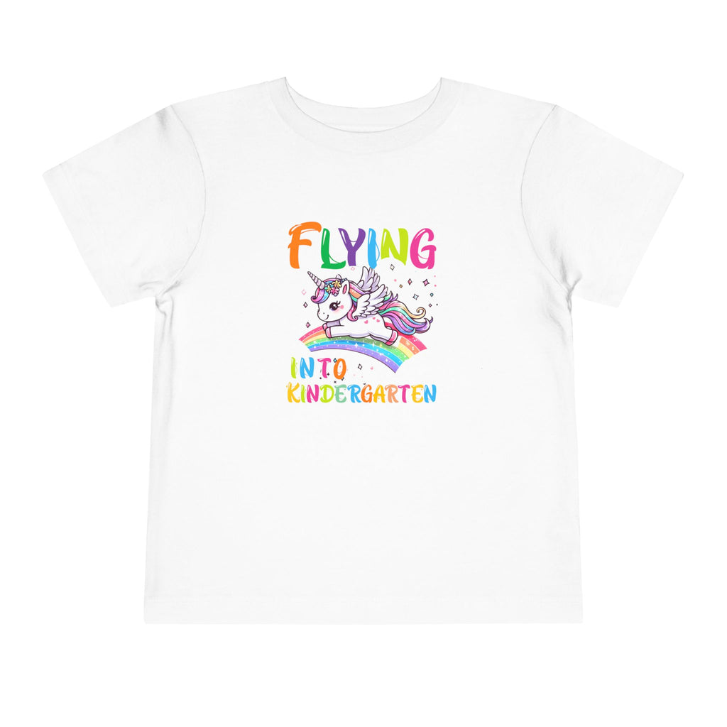 Flying Into Kindergarten Shirt, Girls Kindergarten T Shirt Unicorn Kinder Shirt Back To School Tee Cute Unicorn School Kindergarten Crew Tee