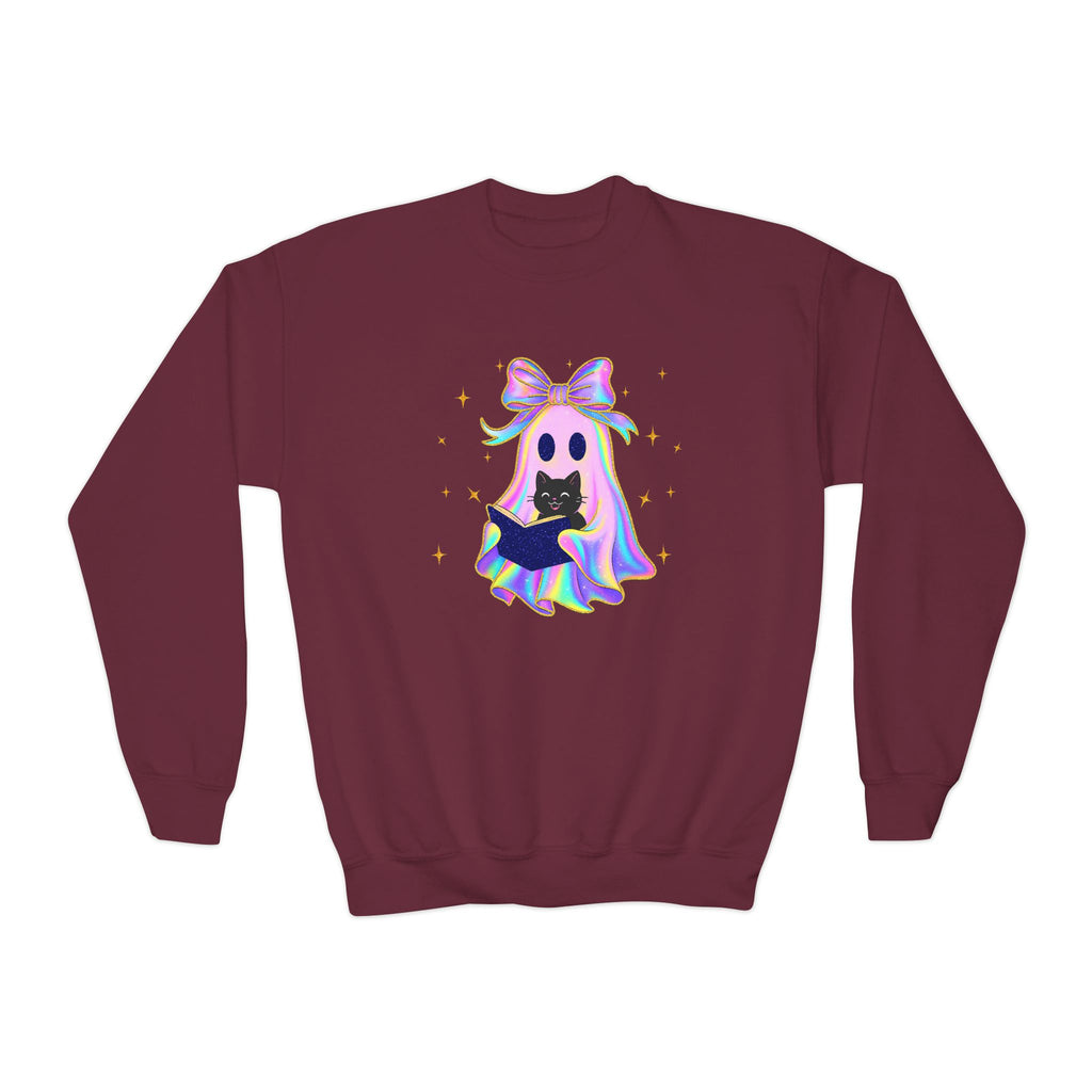 Vintage Halloween Cat Ghost Girly Halloween Shirt, Preppy Fall Aesthetic Tee Halloween Trendy Ghost Spooky Season T Shirt Trick Treat Shirts