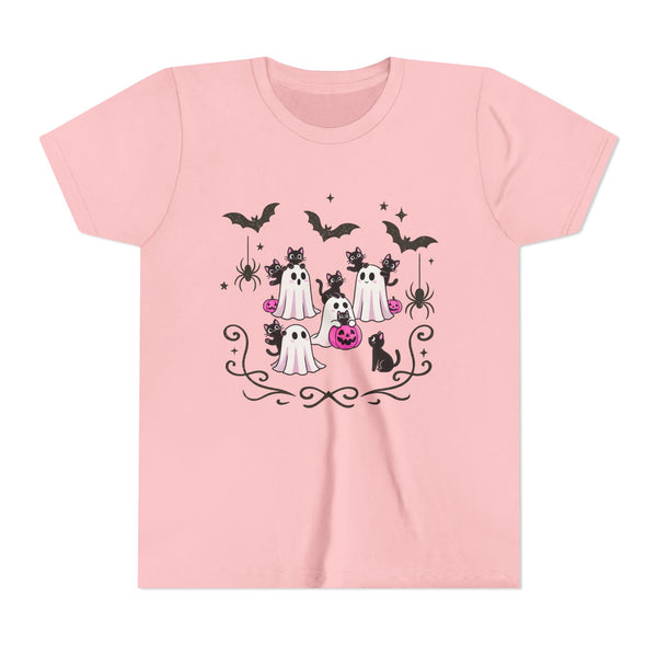 Ghost Cat Shirt, Girls Halloween T-Shirt, Halloween Ghost Cat Shirts Funny Black Cat Halloween Tee Cats Lovers Gift Youth Trick Treat Tshirt