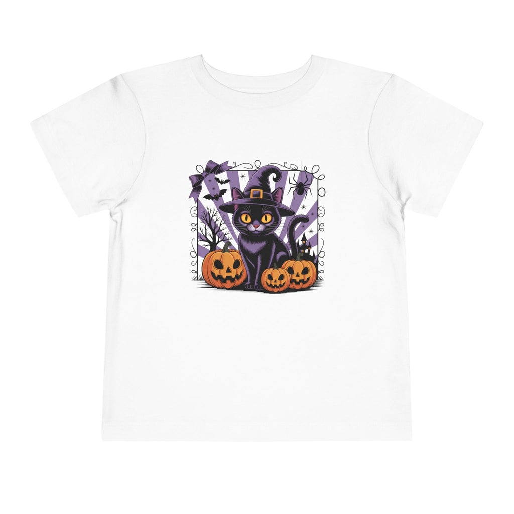 Girl Halloween Black Cat Shirt Toddler Halloween Cat Shirt, Cute Cat and Bow Girls Pumpkin Patch Tee, Treat Trick Tshirt Gift Spooky Cat Tee
