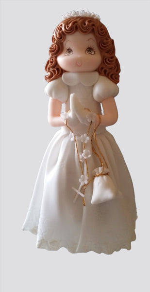 Boy or Girl First Communion Children's Dressed in White Gown cake Decoration and Keepsake - C T B