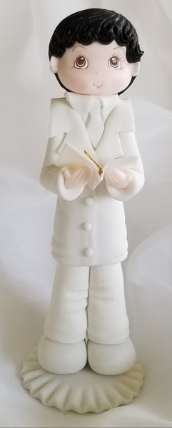 Boy or Girl First Communion Cake Topper Girl or Boy Dressed in White Gown - C T B