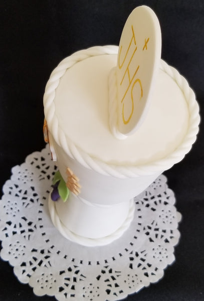 First Communion Chalice Cake Decorations in White and Gold Chalice Keepsake