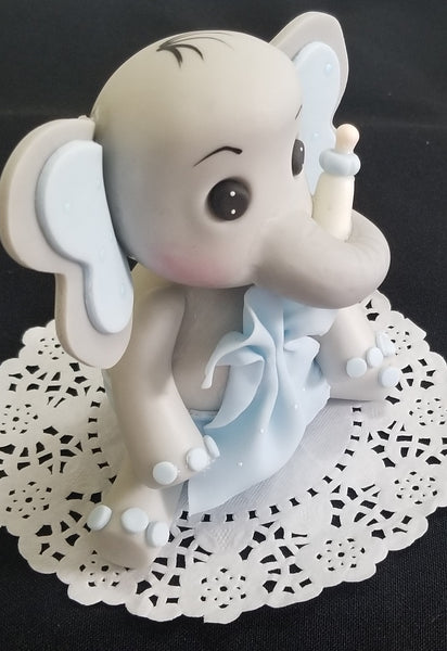 Elephant Cake Topper Elephant Cake Decoration Baby Elephant in Gray with Pink , Lavender, Yellow or Blue Details