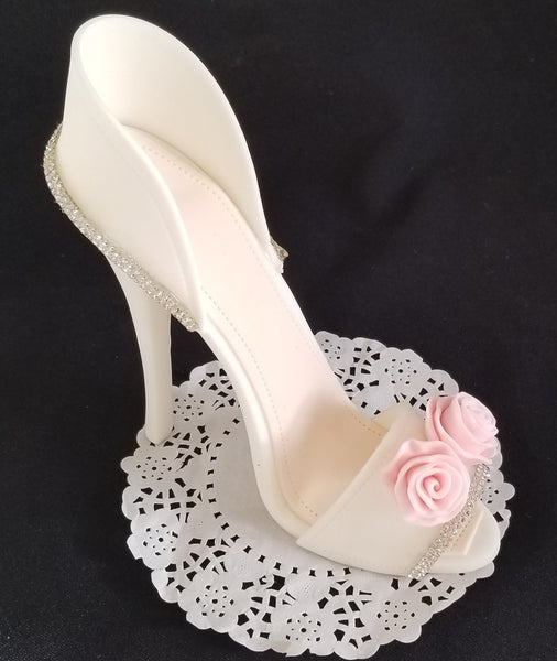 High Heels Cake Topper White Pink Shoe Cake Decoration Fancy Shoe and Purse Cake Topper