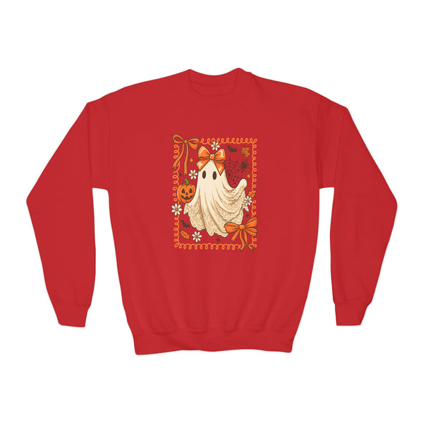 Lace Ghost Halloween Sweatshirt Kids Ghost Shirt Ghost Lover Sweatshirt Girl Halloween Sweater Cute Halloween Shirt Youth Vintage Sweatshirt