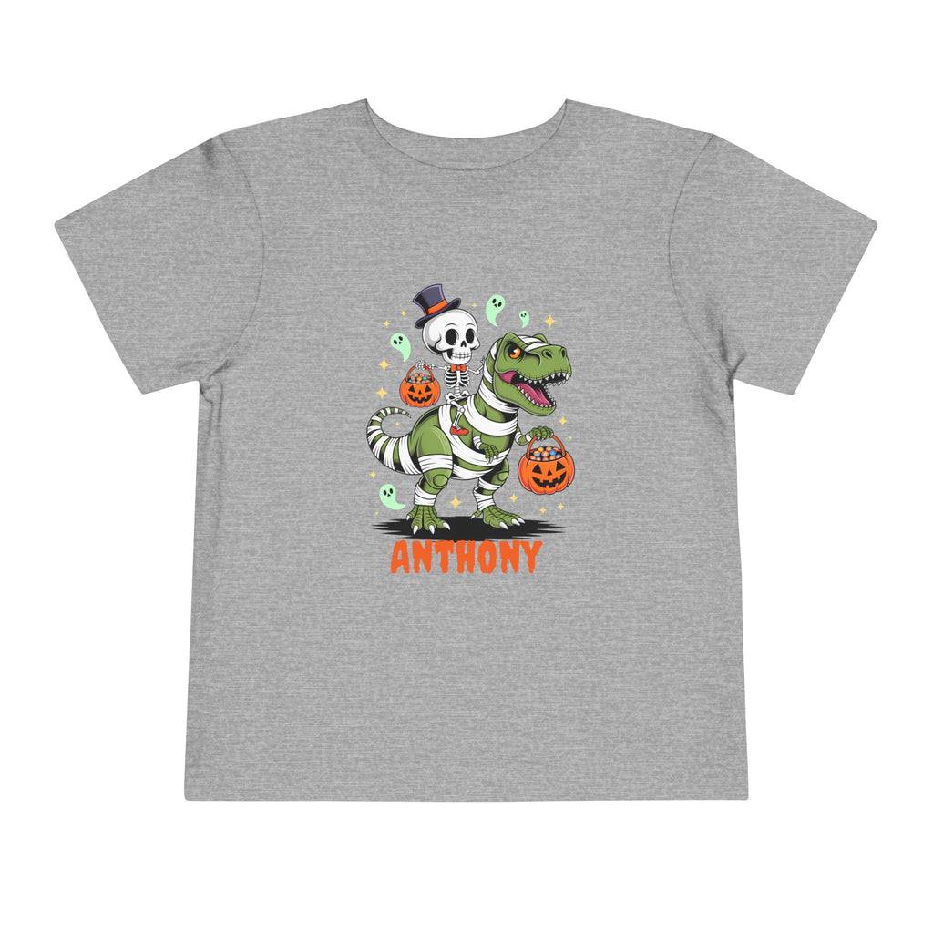 Halloween Kids Shirt, Personalized Dinosaur T Shirt, Custom Dino Shirts Ghost Dinosaur Shirts Kids Spooky Skeleton Trick Treat Halloween Tee