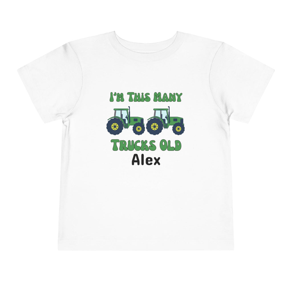 Green Tractors 2nd Birthday Shirt, Toddler Boy Two Trucks Birthday Shirt, Tractors Theme Birthday Tee Personalized Bday Shirt Farm Truck Tee
