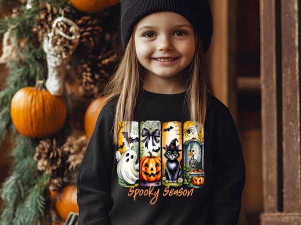 Halloween Black Cat Ghost Sweatshirt, Halloween Ghost Sweater, Ghost Cat Sweatshirts Spooky Goose Shirt Halloween Outfit Girl Halloween Gift