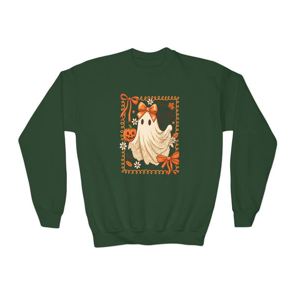 Lace Ghost Halloween Sweatshirt Kids Ghost Shirt Ghost Lover Sweatshirt Girl Halloween Sweater Cute Halloween Shirt Youth Vintage Sweatshirt