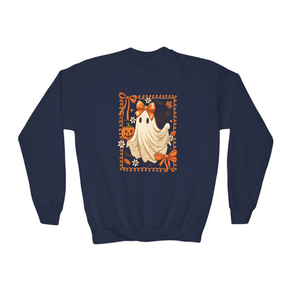 Lace Ghost Halloween Sweatshirt Kids Ghost Shirt Ghost Lover Sweatshirt Girl Halloween Sweater Cute Halloween Shirt Youth Vintage Sweatshirt