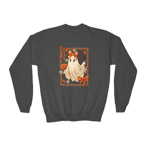 Lace Ghost Halloween Sweatshirt Kids Ghost Shirt Ghost Lover Sweatshirt Girl Halloween Sweater Cute Halloween Shirt Youth Vintage Sweatshirt