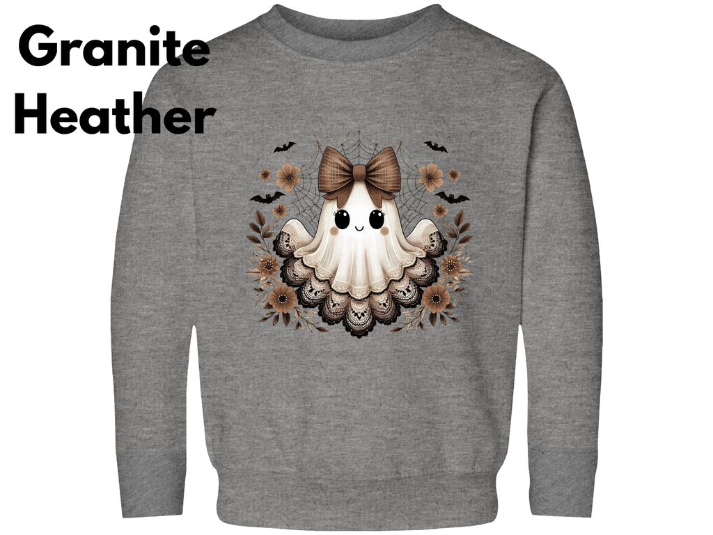 Halloween Ghost Sweatshirt, Halloween Ghost Winter Shirt, Toddler Lace Ghost Spooky Season Sweater Halloween Cute Girl Outfit Halloween Gift