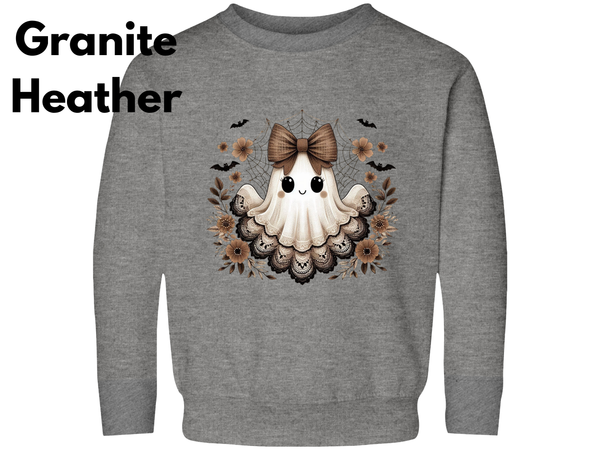 Halloween Ghost Sweatshirt, Halloween Ghost Winter Shirt, Toddler Lace Ghost Spooky Season Sweater Halloween Cute Girl Outfit Halloween Gift