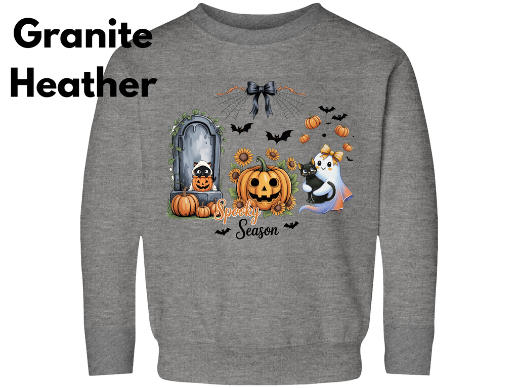 Halloween Black Cat & Ghost Sweatshirt, Halloween Ghost Sweater, Spooky Season Cat Winter Shirt Halloween Cute Girl Outfit Cats Sweatshirts