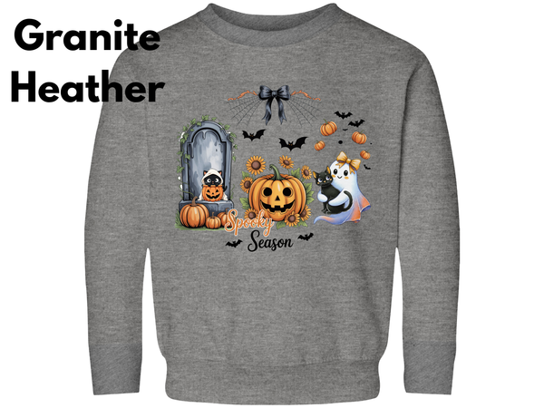 Halloween Black Cat & Ghost Sweatshirt, Halloween Ghost Sweater, Spooky Season Cat Winter Shirt Halloween Cute Girl Outfit Cats Sweatshirts