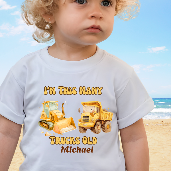 Contruction Trucks 2nd Birthday Shirt Toddler Boy Two Trucks Birthday Shirt Truck Theme Birthday Tee Personalized Bday Shirt Retro Truck Tee