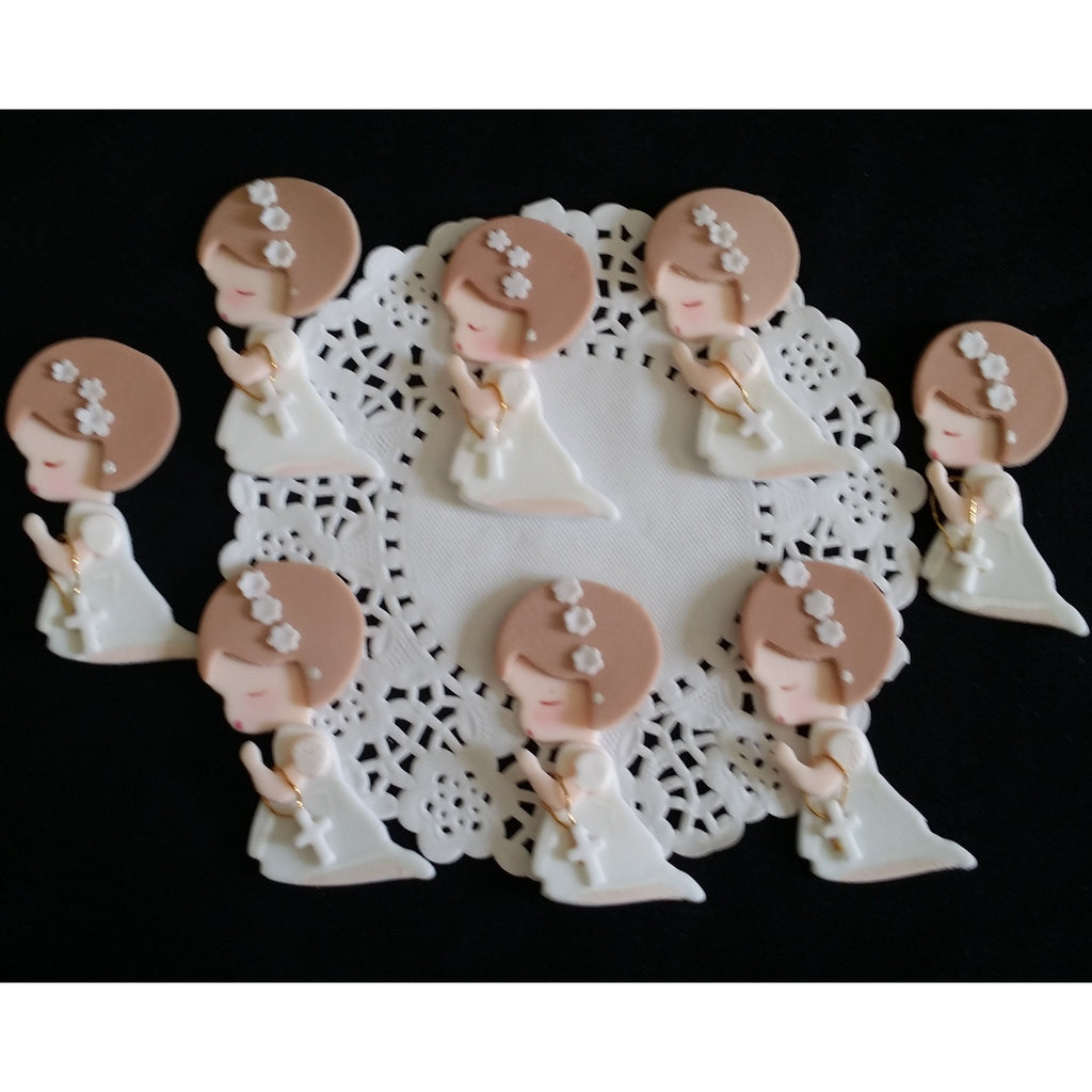 Baptism Favors Baptism Cupcake Topper Communion & Baptism Child with Rosary 12pcs - Cake Toppers Boutique