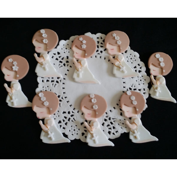 Baptism Favors Baptism Cupcake Topper Communion & Baptism Child with Rosary 12pcs - Cake Toppers Boutique