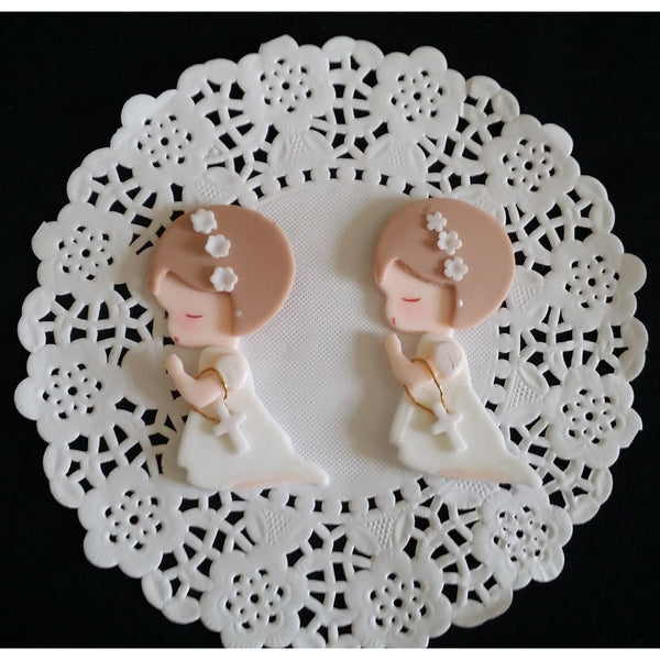 Baptism Favors Baptism Cupcake Topper Communion & Baptism Child with Rosary 12pcs - Cake Toppers Boutique