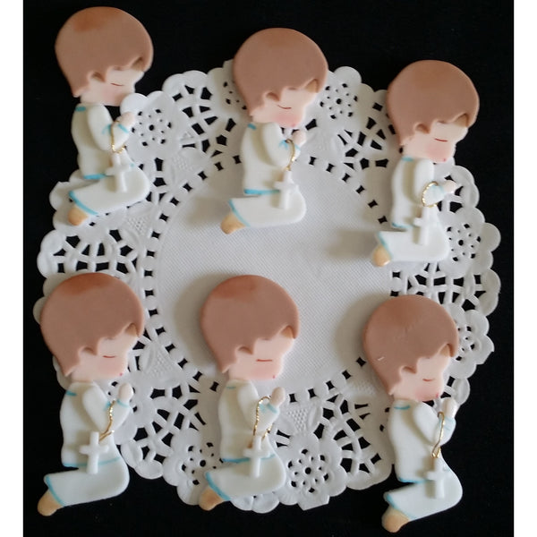 Baptism Favors Baptism Cupcake Topper Communion & Baptism Child with Rosary 12pcs - Cake Toppers Boutique