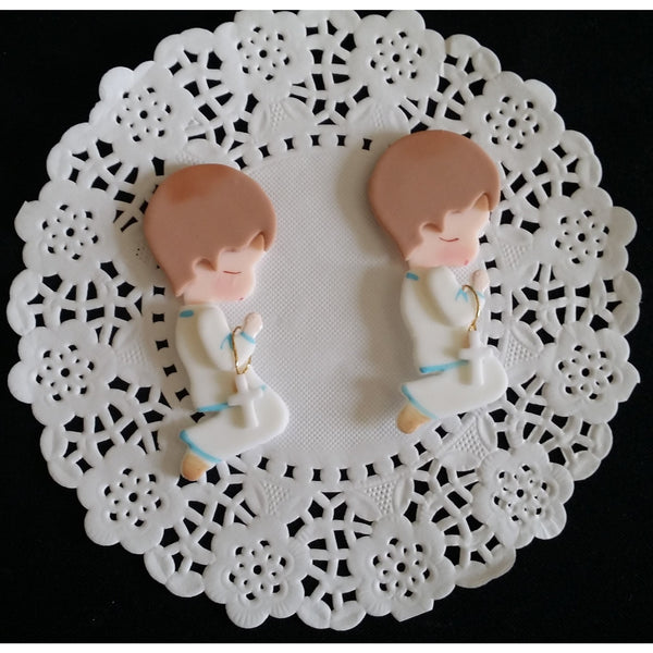 Baptism Favors Baptism Cupcake Topper Communion & Baptism Child with Rosary 12pcs - Cake Toppers Boutique