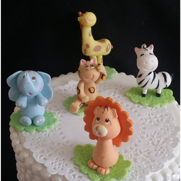 Jungle Safari Cake Toppers Jungle Animals And Palm Cake Decoration Zoo Centerpieces - Cake Toppers Boutique