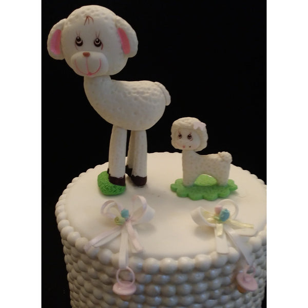 Little Lamb Cake Toppers Mommy and Baby Cake Decorations Baby Shower Little Lamb 2pcs - Cake Toppers Boutique