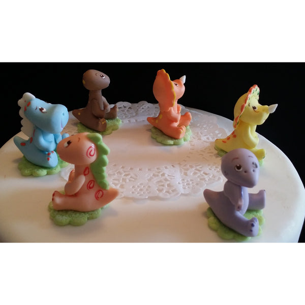 Dinosaur Cake Topper and Centerpiece Decorations Dinosaur Birthday Cake Figurines Set 6 Pcs - Cake Toppers Boutique