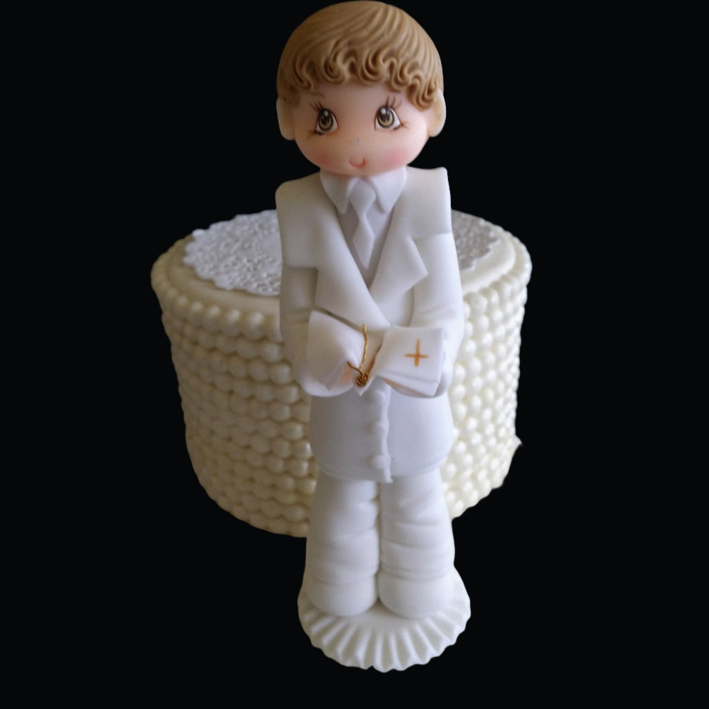 Boy or Girl First Communion or Baptism Cake Topper Childrens Dressed in White Gown Keepsake - Cake Toppers Boutique