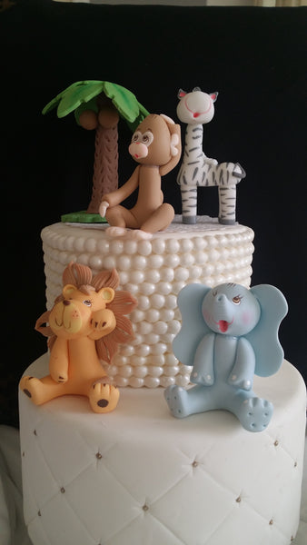 Girls Jungle Cake Decoration Pink Safari Animals Cake Topper Girls Safari Birthday Decoration - Cake Toppers Boutique
