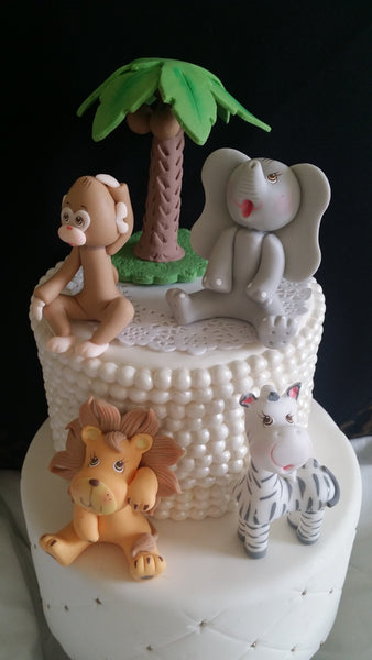 Girls Jungle Cake Decoration Pink Safari Animals Cake Topper Girls Safari Birthday Decoration - Cake Toppers Boutique