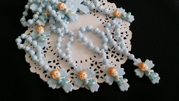Baptism and Communion Rosary Favors Rosaries Keepsake in White, Pink or Blue Mini Rosaries 12 pcs - Cake Toppers Boutique