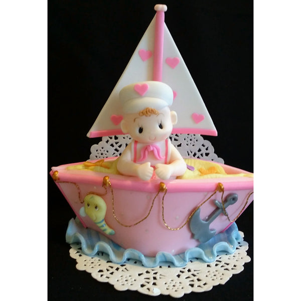 Pink Nautical Girl Sailor Birthday Decorations Pink & White Nautical Birthday Party Decorations - Cake Toppers Boutique