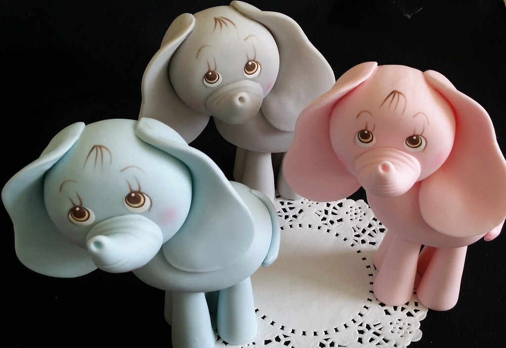 Elephant Cake Topper  Elephant Baby Shower Elephant in Pink, Blue or Gray - Cake Toppers Boutique
