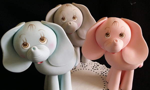 Elephant Cake Topper  Elephant Baby Shower Elephant in Pink, Blue or Gray - Cake Toppers Boutique