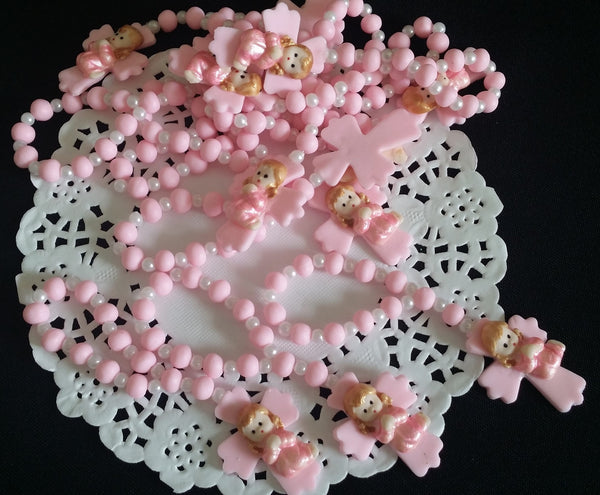 Rosaries Baptism Favor Pink Blue White Recuerditos de Comunion Recuerdito Para Bautizo 24pcs - Cake Toppers Boutique