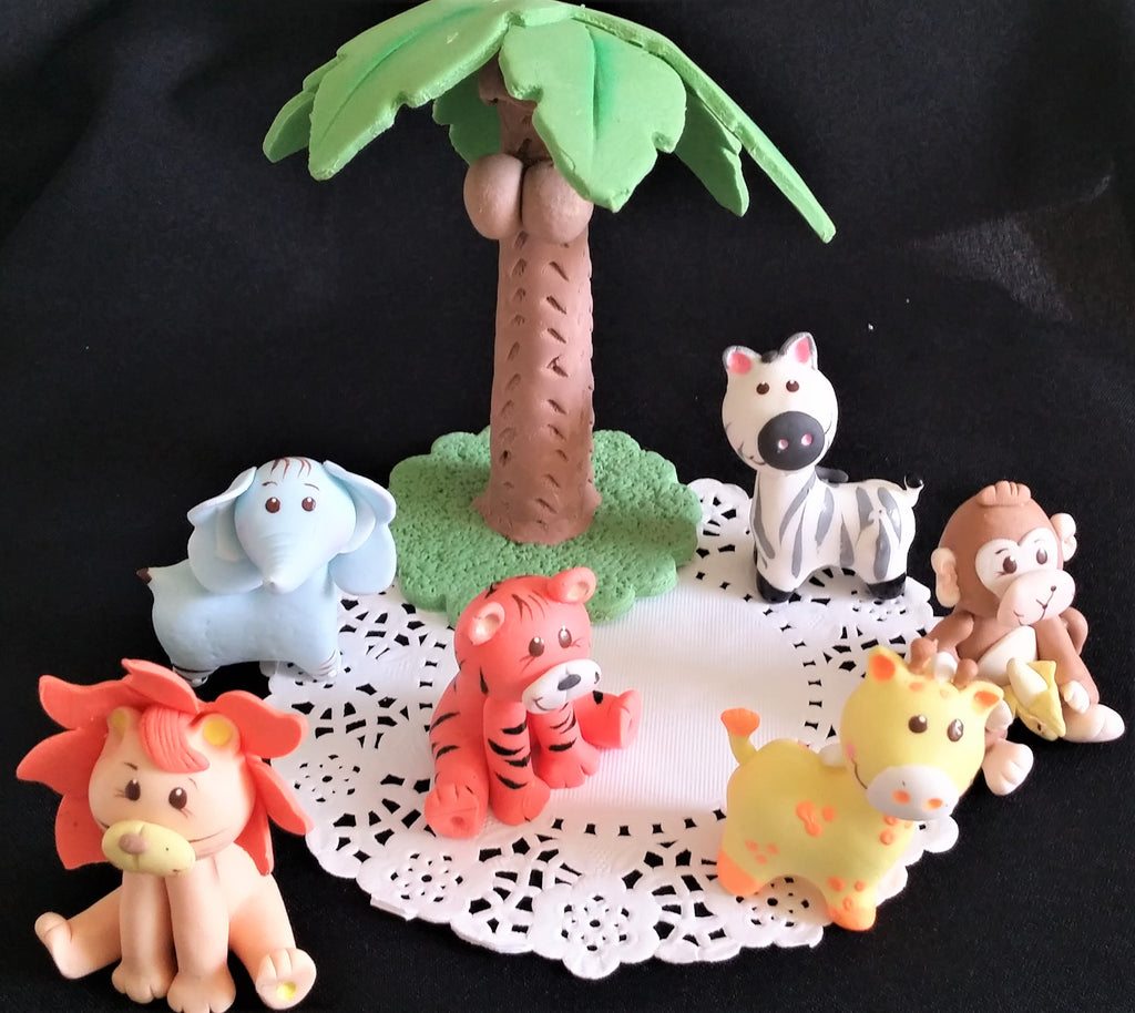 Animals Set Safari Cake Topper Jungle Baby Shower Cake Toppers Baby Animals - C T B