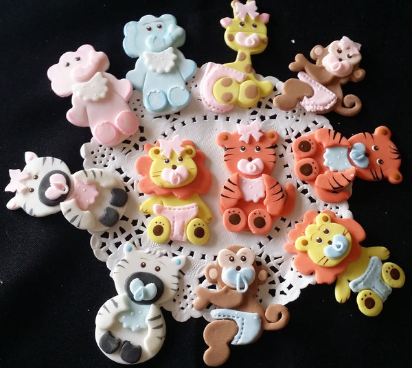 Baby Animals Decoration Zoo Animals Figurines For Jungle and Safari Decorations 12 pcs - Cake Toppers Boutique