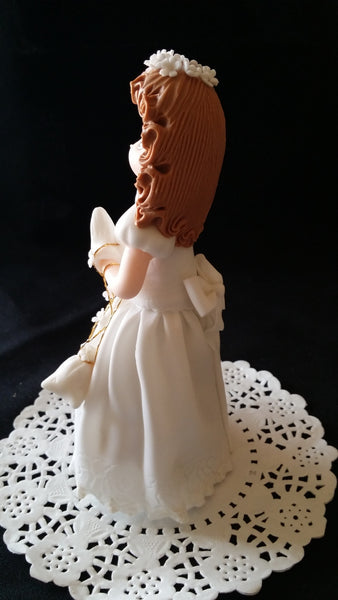 Girl & Boy Communion Cake Topper Baptism Cake Decorations Boy w Bible or Girl With Rosay - Cake Toppers Boutique