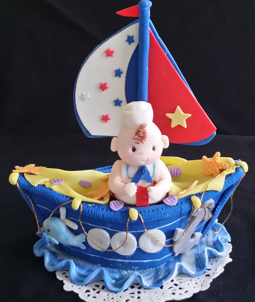 Nautical Cake Topper Sailor Cake Decoration Sailor Birthday Theme Topper - C T B