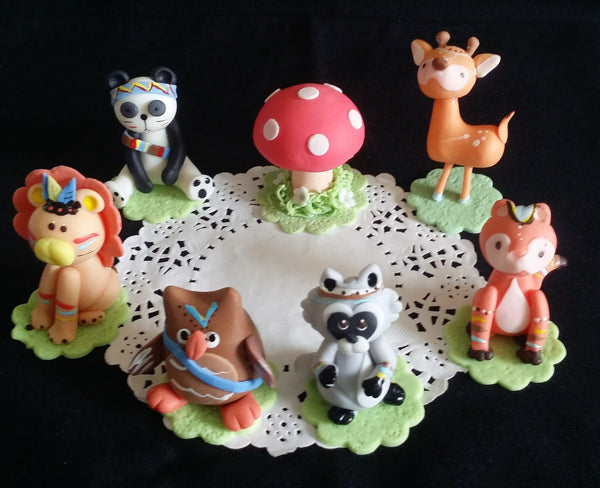 Woodland Cake Toppers, Woodland Cake Decorations, Woodland Birthday, Woodland Baby Shower 7pcs - Cake Toppers Boutique
