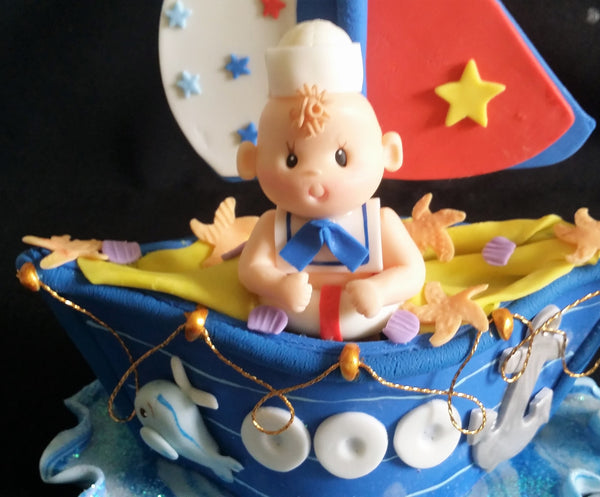 Nautical Birthday Red Blue Nautical Baby Shower Sailor Decorations Baby Sailor Tooper - Cake Toppers Boutique