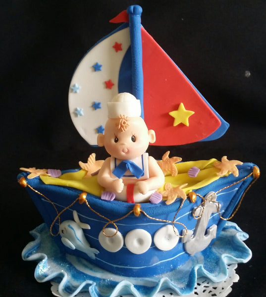 Nautical Birthday Red Blue Nautical Baby Shower Sailor Decorations Baby Sailor Tooper - Cake Toppers Boutique