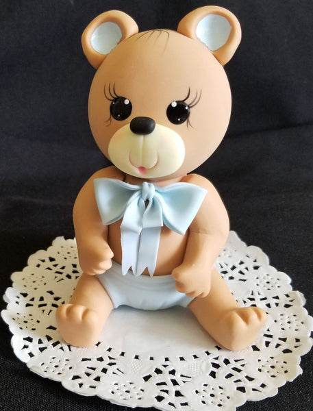 Bear Cake Topper Baby Shower Teddy Bear Cake Topper Pink or Blue Bear for Cake Decorations - Cake Toppers Boutique