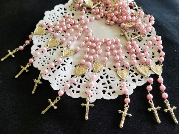 Pearl Rosary Favors in White, Pink or Blue for Baptism and First Communion - Cake Toppers Boutique